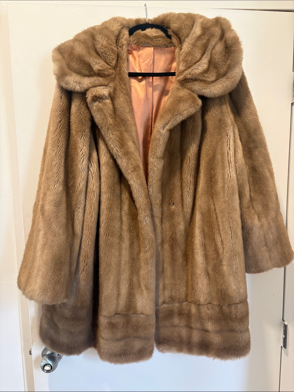 Vintage Luxurious Tan Faux Fur Coat from French House Tissavel